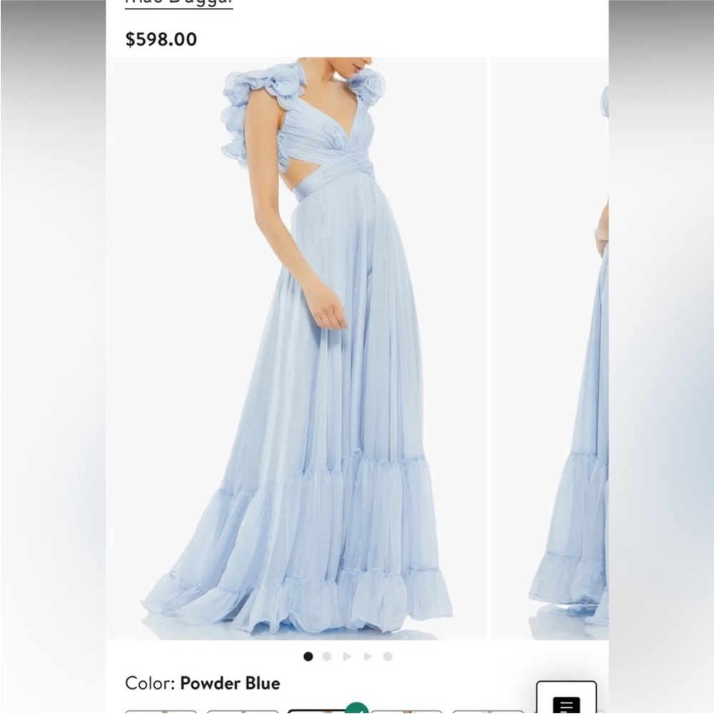 Mac Duggal Rosette Chiffon Cutout Empire Waist Gown